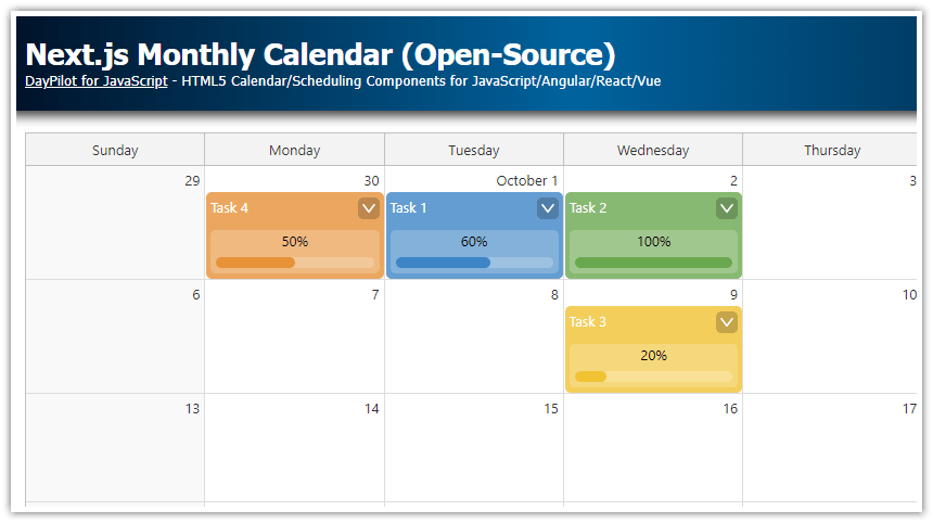 Next Js Monthly Calendar Open Source Daypilot Code - Retina Geometric Photos for Desktop